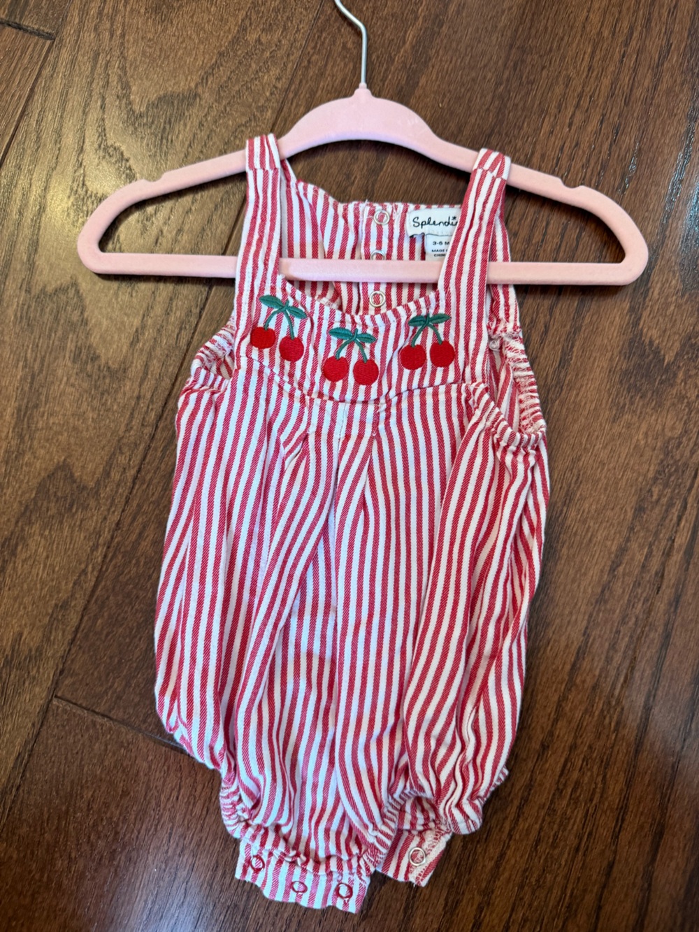 Splendid Baby Red & White Striped Cherry Romper
